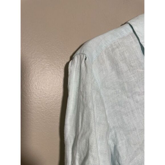 J.Jill Love Linen Tab Sleeve Button Top A- Line Women’s XL Seafoam Green Flaw - Picture 4 of 9